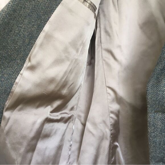 VINTAGE BROOKS BROTHERS 100% CAMEL HAIR BLAZER IN GRAY HERRINGBONE PRINT - Picture 6 of 8